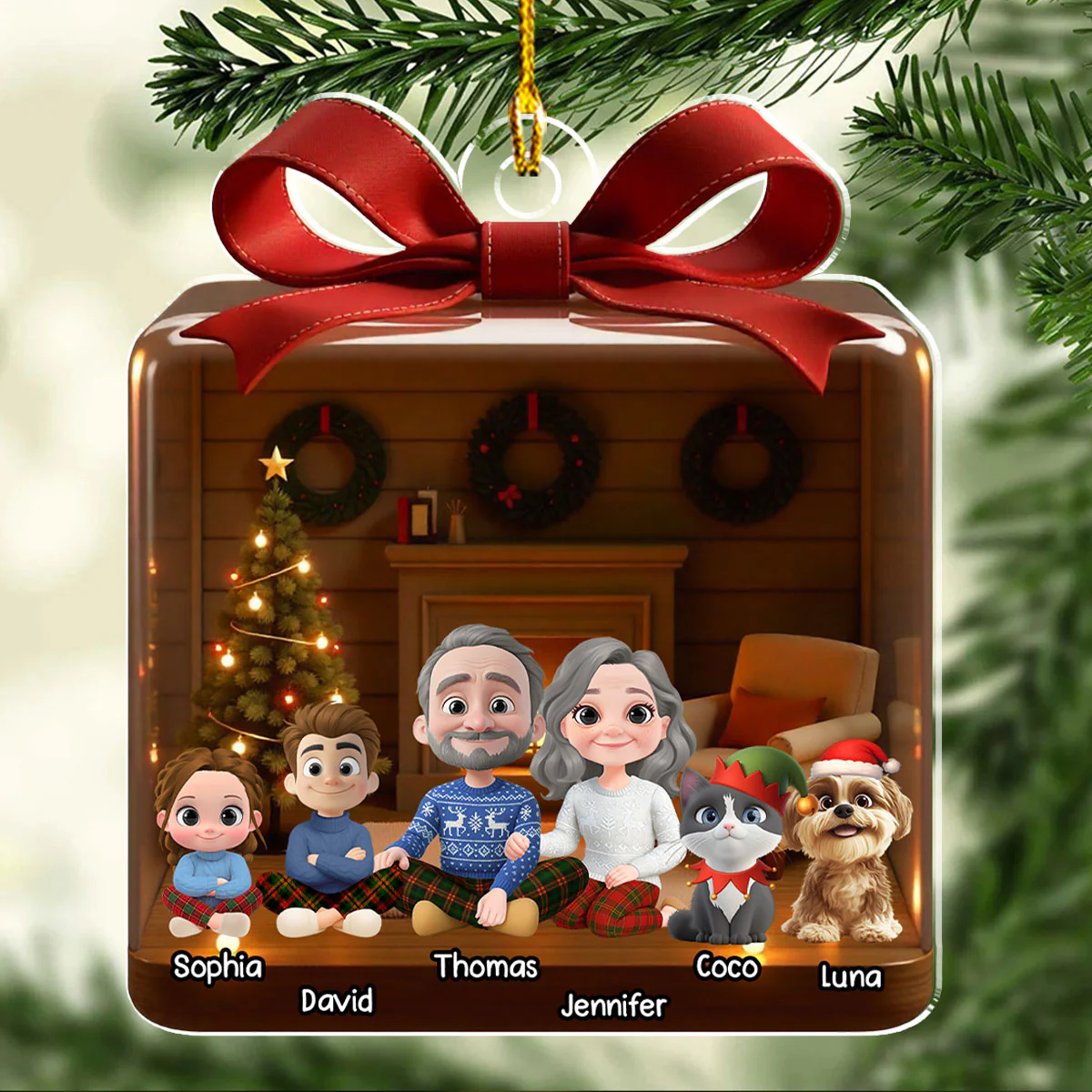 Family Is A Gift Paw Ver - Personalized Custom 3D Effect Acrylic Ornament - Image 4