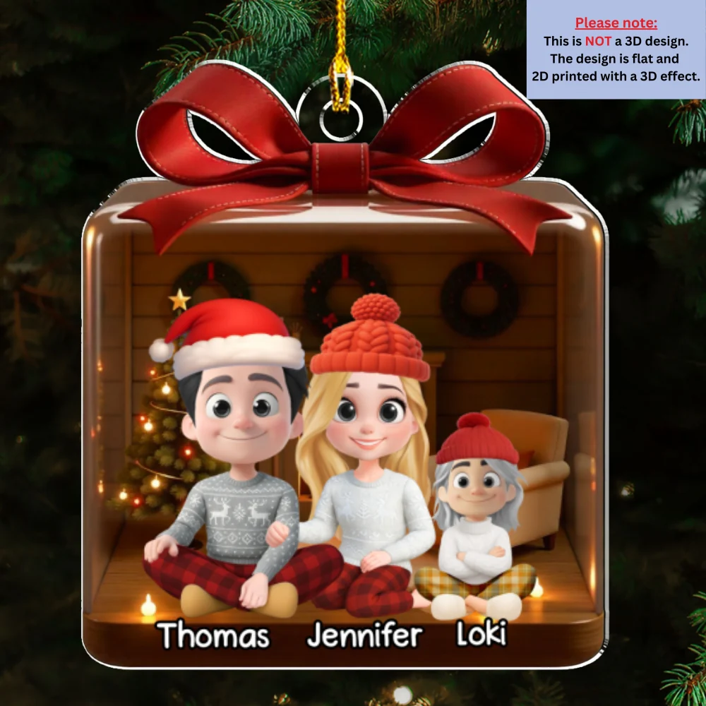Family Is A Gift Paw Ver - Personalized Custom 3D Effect Acrylic Ornament - Image 6