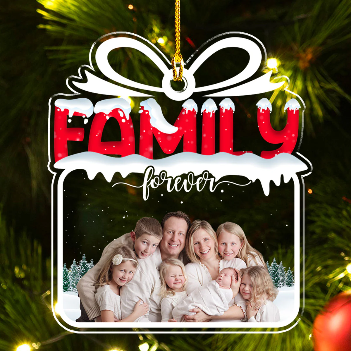 Family Is A Gift That Lasts Forever - Personalized Custom Acrylic Ornament - Image 2