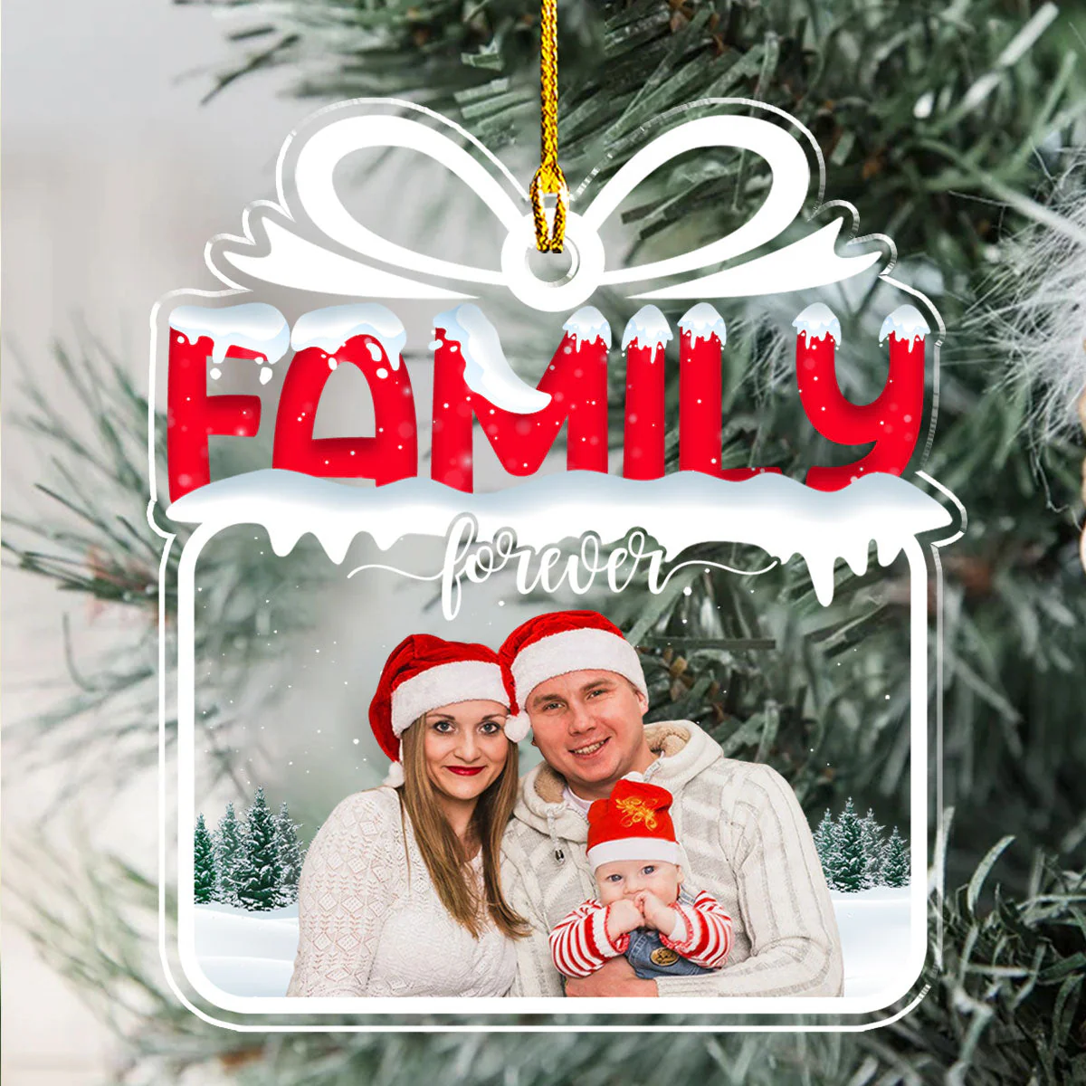 Family Is A Gift That Lasts Forever - Personalized Custom Acrylic Ornament - Image 3