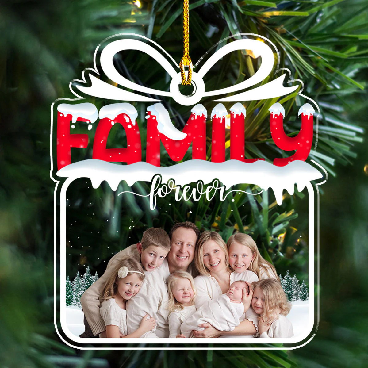 Family Is A Gift That Lasts Forever - Personalized Custom Acrylic Ornament - Image 4