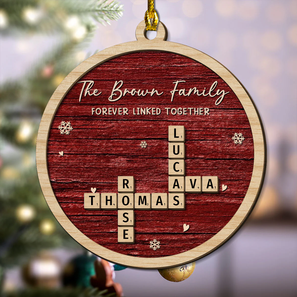 Family Is Forever Linked Love - Personalized Custom 2-Layered Wood Ornament - Image 2