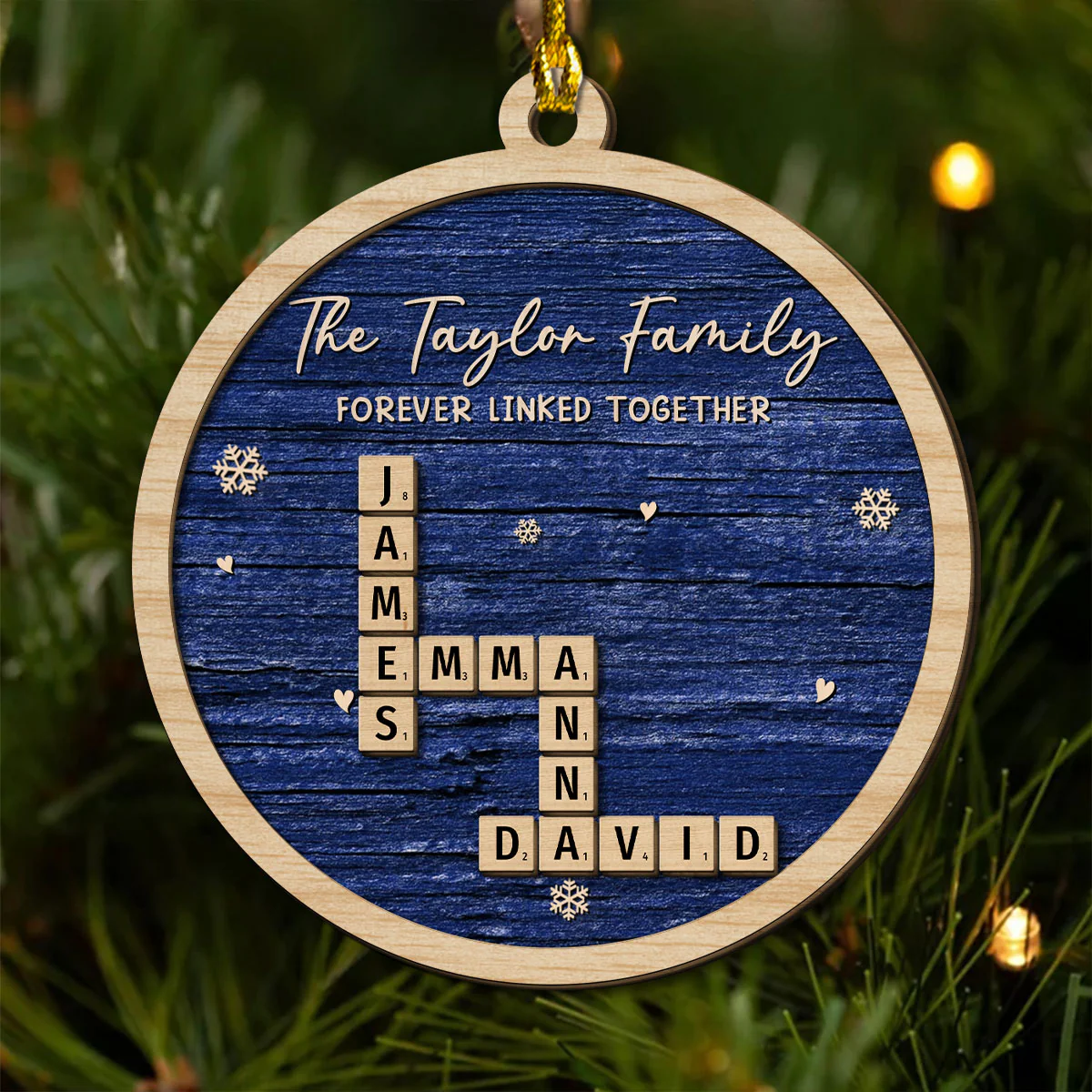 Family Is Forever Linked Love - Personalized Custom 2-Layered Wood Ornament - Image 3