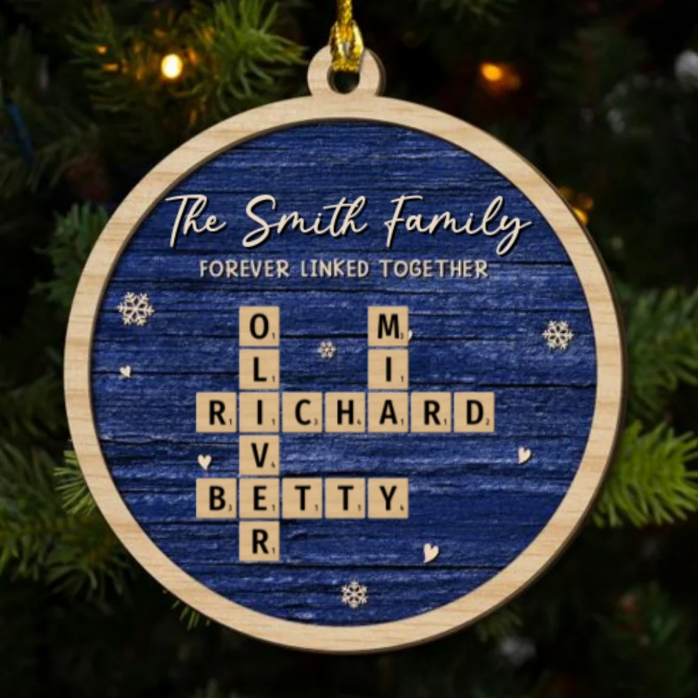 Family Is Forever Linked Love - Personalized Custom 2-Layered Wood Ornament - Image 5