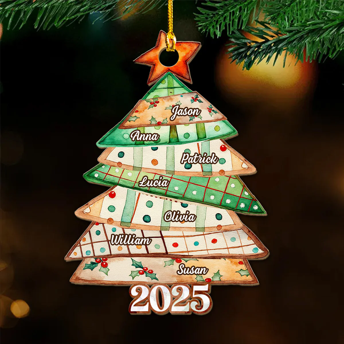 Family Is Like A Patchwork Quilt - Personalized Custom Wood Ornament - Image 2