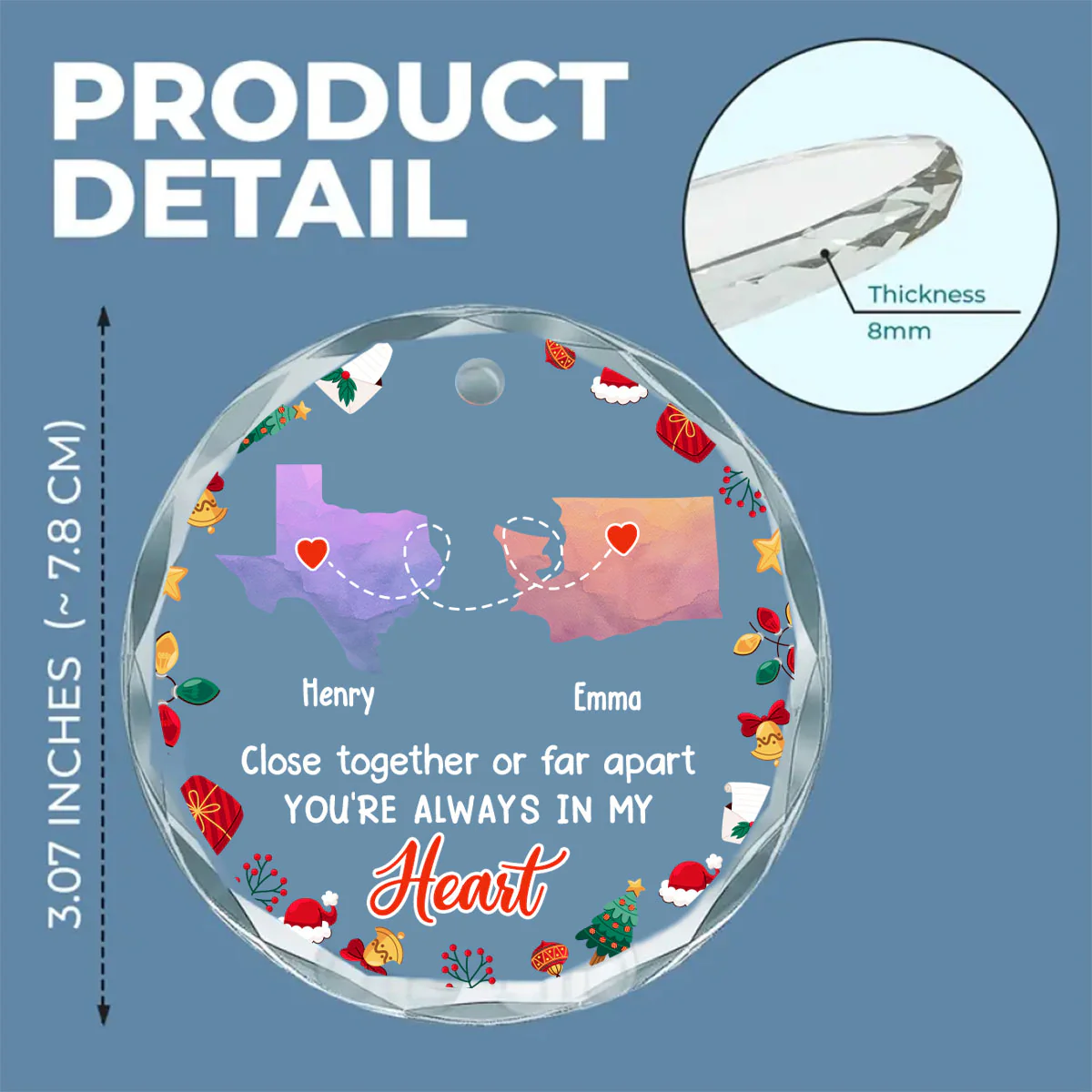 Family Is The Best - Personalized Custom Glass Ornament - Image 3