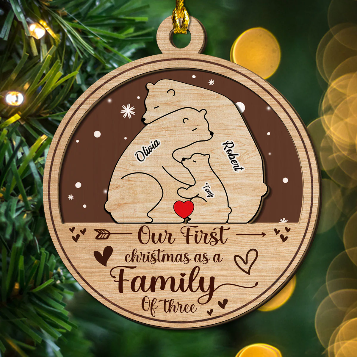 Family Is The Greatest Christmas Gift - Personalized Custom 2-Layered Wood Ornament - Image 2