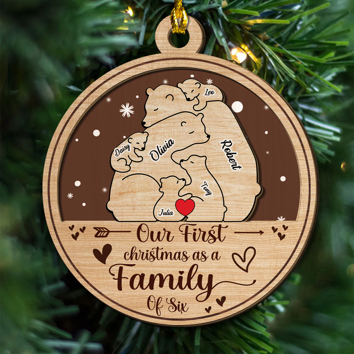 Family Is The Greatest Christmas Gift - Personalized Custom 2-Layered Wood Ornament - Image 3