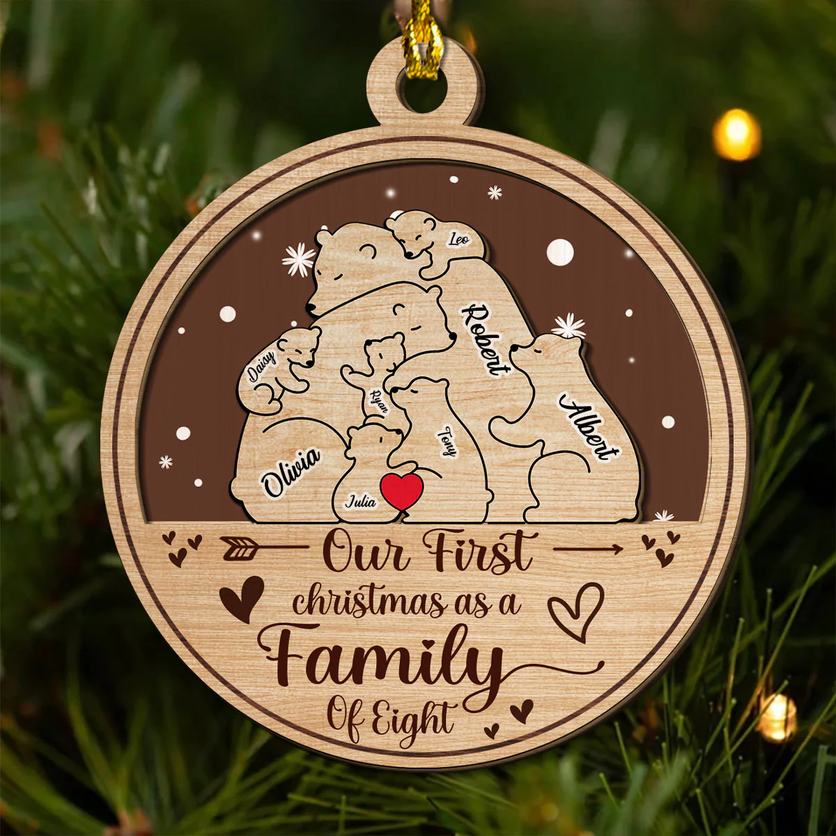 Family Is The Greatest Christmas Gift - Personalized Custom 2-Layered Wood Ornament - Image 4