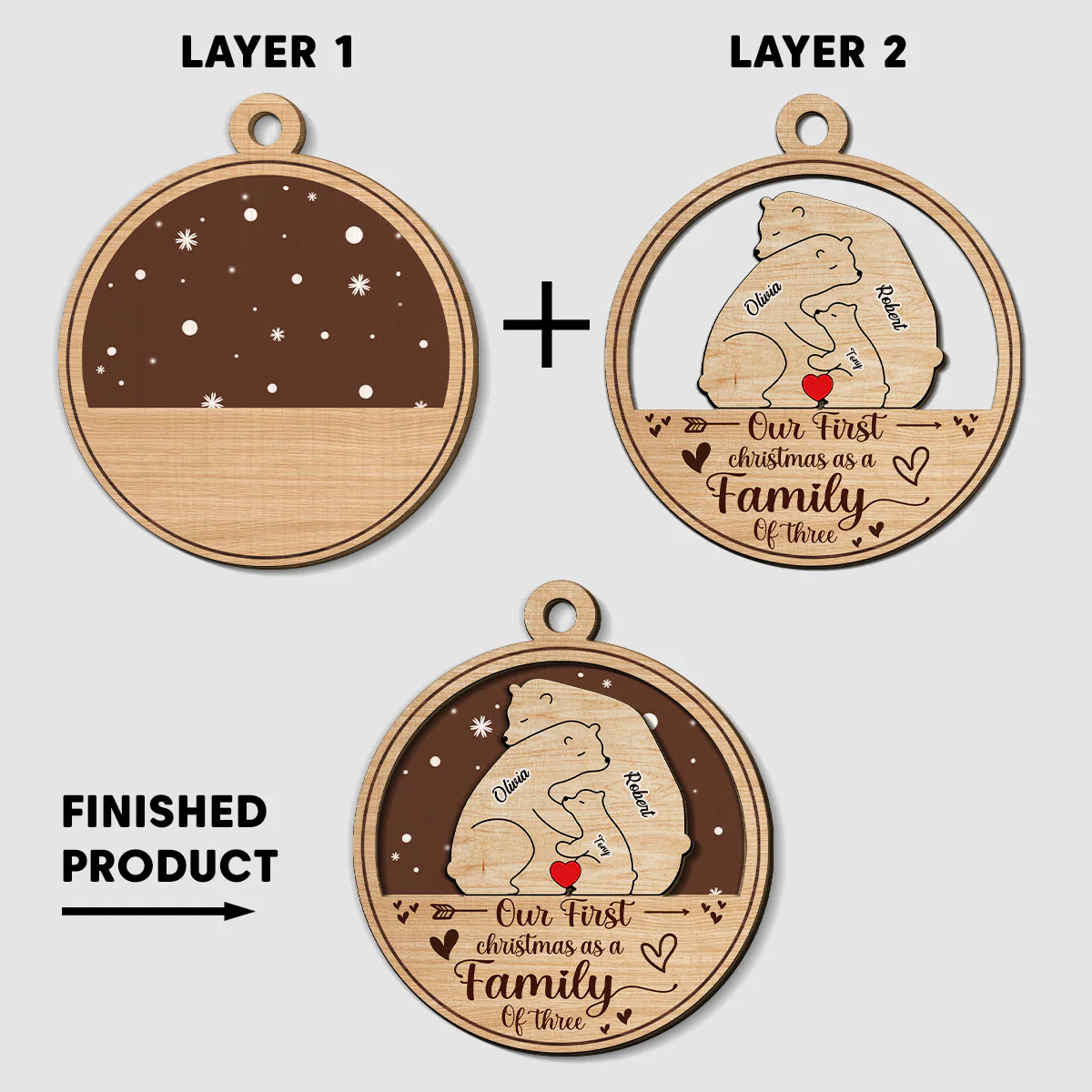 Family Is The Greatest Christmas Gift - Personalized Custom 2-Layered Wood Ornament - Image 5