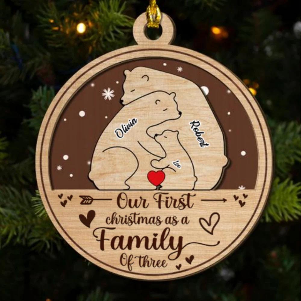 Family Is The Greatest Christmas Gift - Personalized Custom 2-Layered Wood Ornament - Image 6