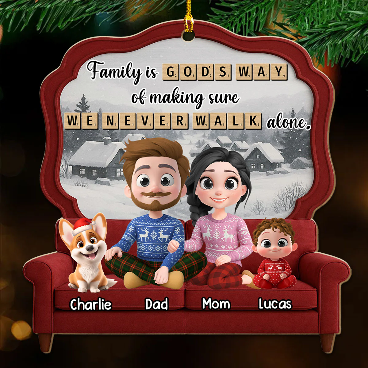 Family Is Where Love Grows - Personalized Custom 3D Effect Wood Ornament - Image 2