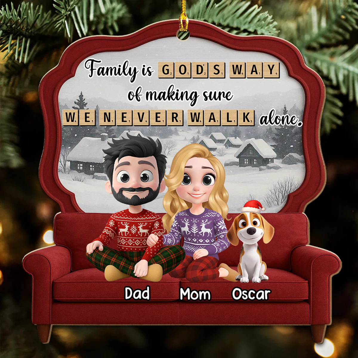 Family Is Where Love Grows - Personalized Custom 3D Effect Wood Ornament - Image 3