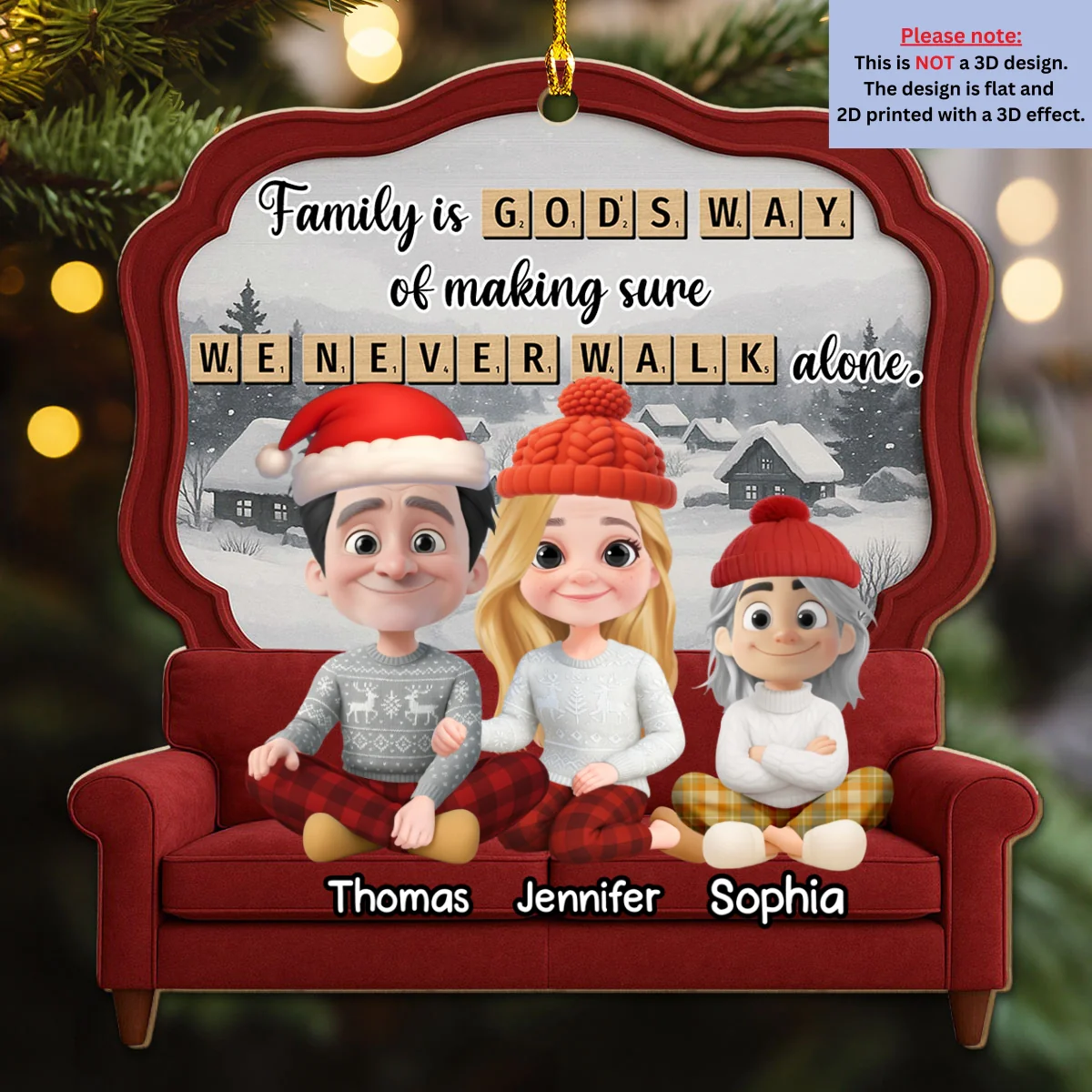 Family Is Where Love Grows - Personalized Custom 3D Effect Wood Ornament - Image 6
