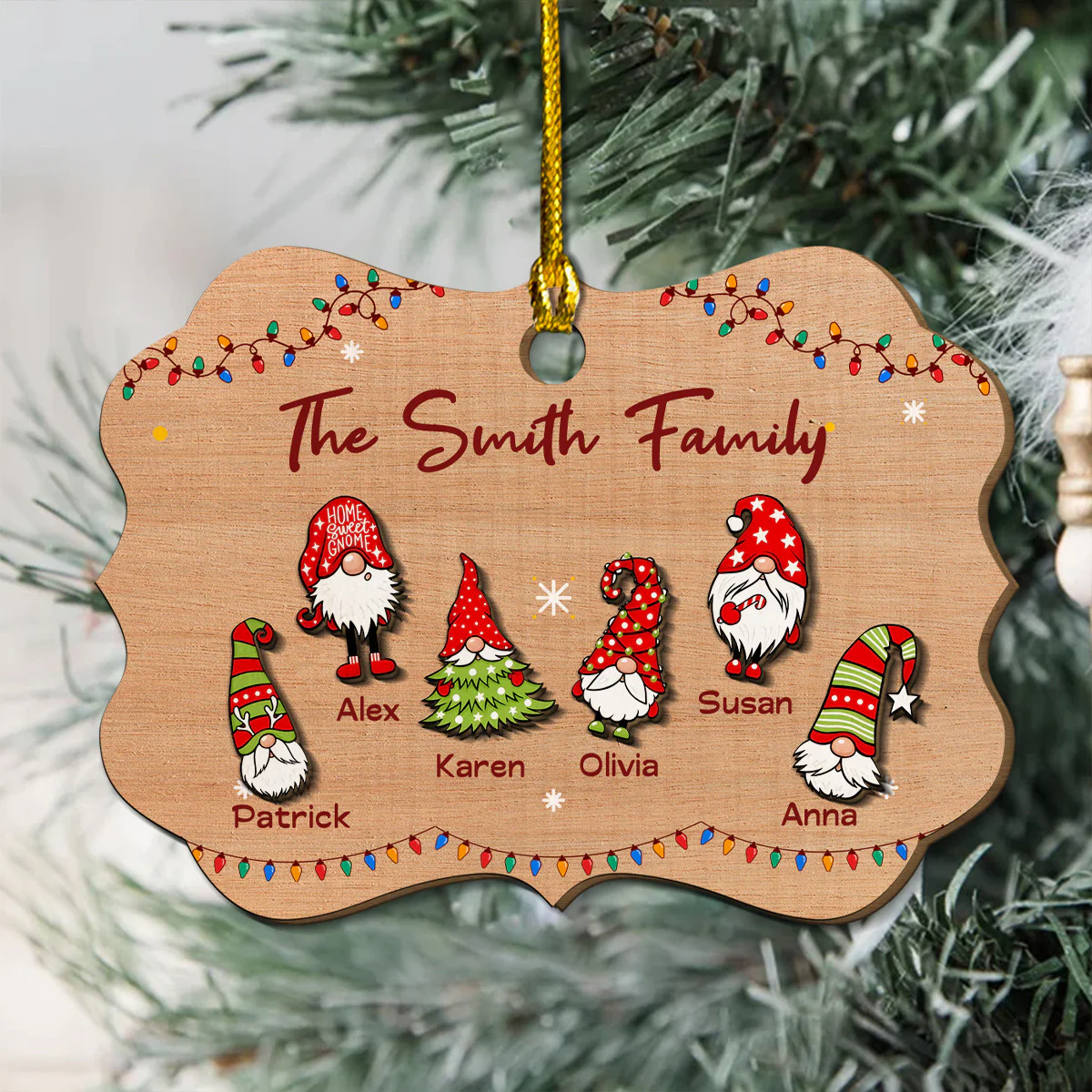Family Joy - Personalized Custom Wood Ornament - Image 4