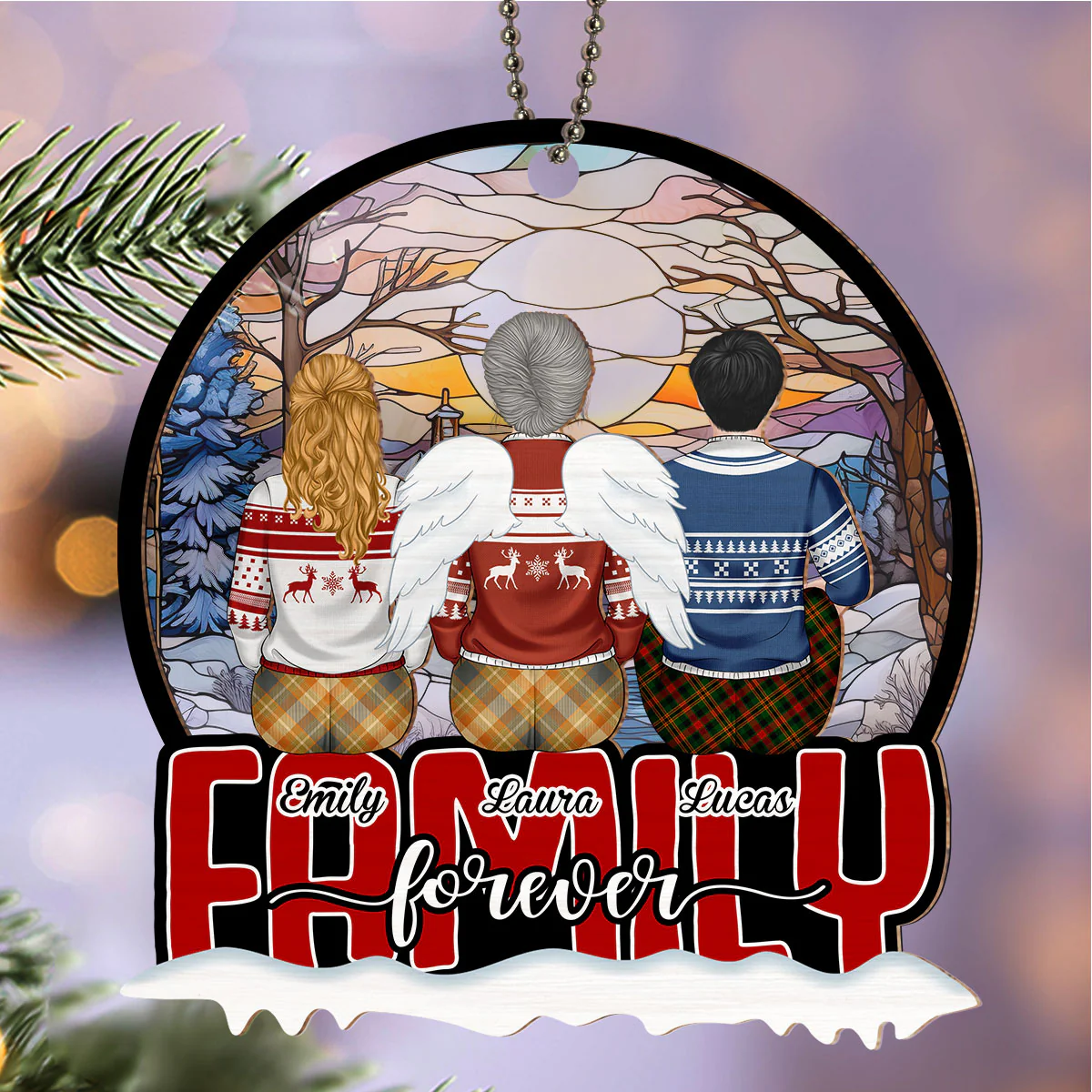 Family Last Forever - Personalized Custom Suncatcher Ornament - Image 3