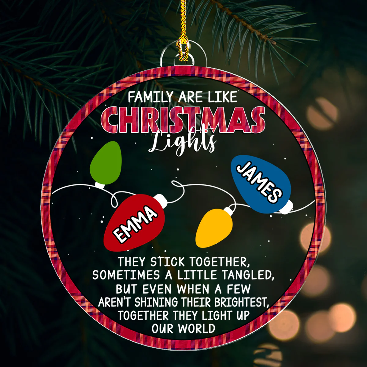 Family Lights - Personalized Custom Acrylic Ornament - Image 2