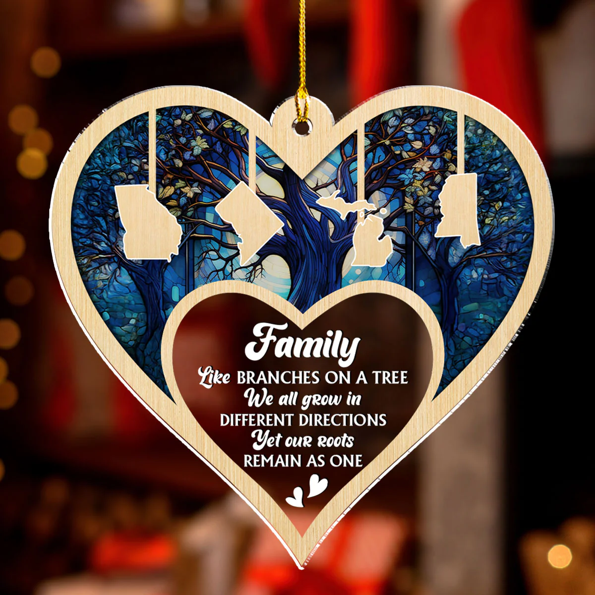 Family Like Branches On A Tree - Personalized Custom Acrylic Ornament - Image 2