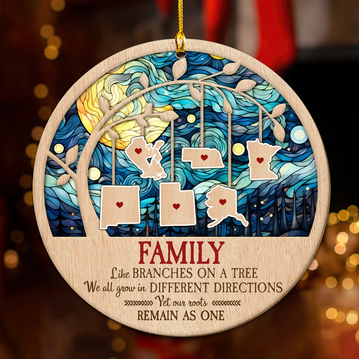Family Like Branches On A Tree - Personalized Custom Wood Ornament - Image 4