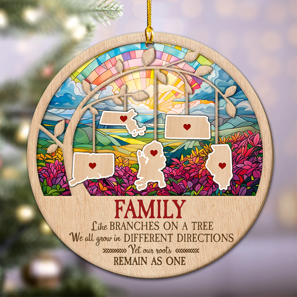 Family Like Branches On A Tree - Personalized Custom Wood Ornament - Image 5