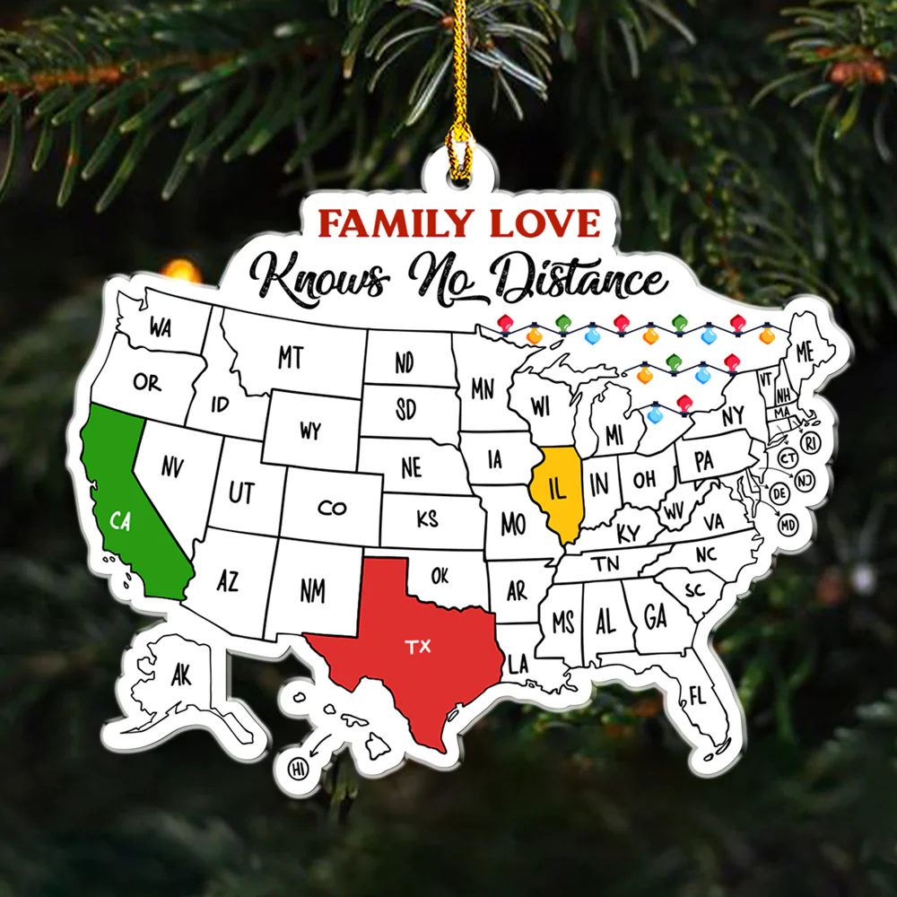 Family Love Across The Miles - Personalized Custom Acrylic Ornament - Image 2
