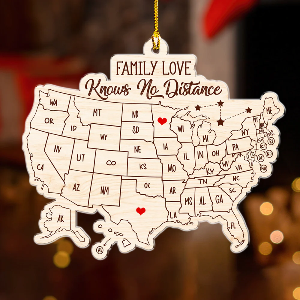 Family Love Across The Miles Version 2 - Personalized Custom Acrylic Ornament - Image 3