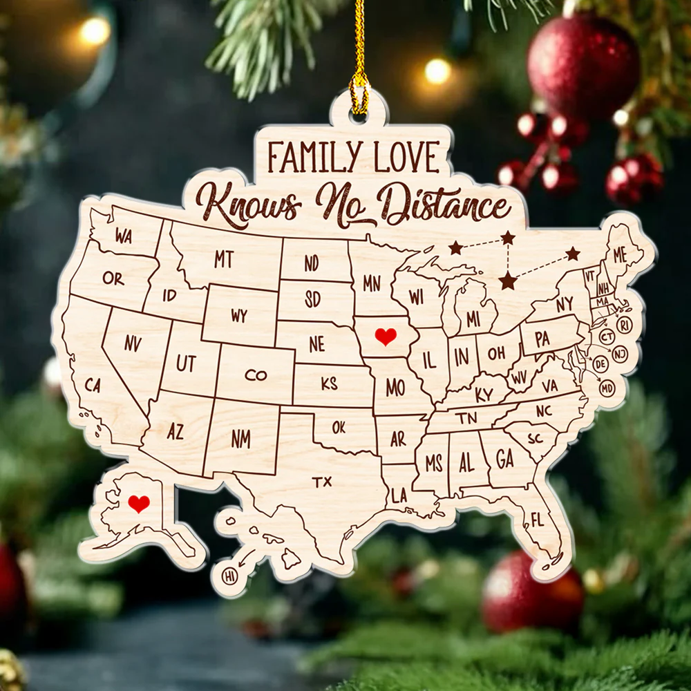 Family Love Across The Miles Version 2 - Personalized Custom Acrylic Ornament - Image 4