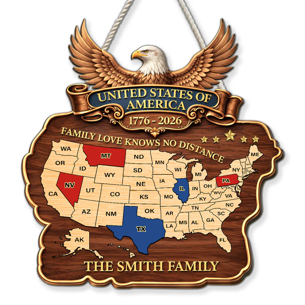 Family Love America 250th Anniversary - Personalized Custom Wood Sign