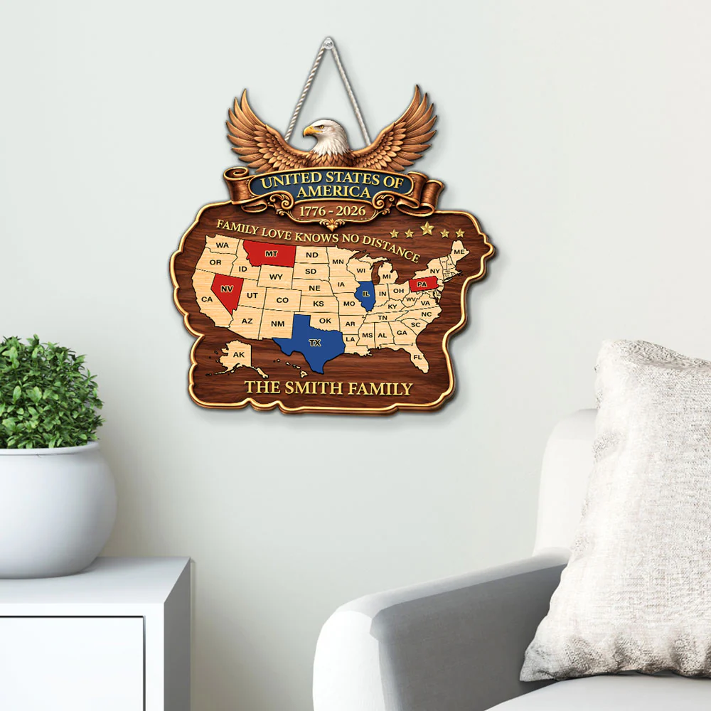 Family Love America 250th Anniversary - Personalized Custom Wood Sign - Image 2