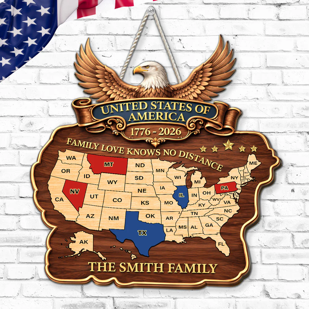 Family Love America 250th Anniversary - Personalized Custom Wood Sign - Image 3