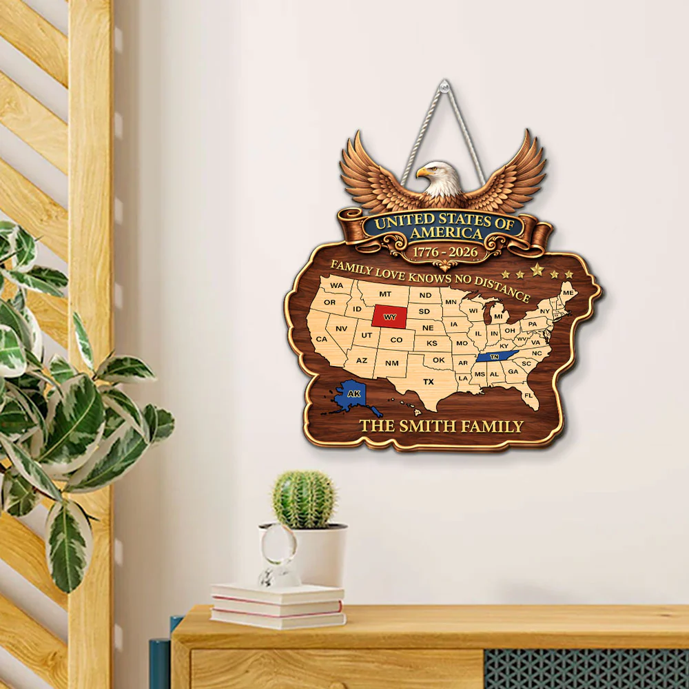 Family Love America 250th Anniversary - Personalized Custom Wood Sign - Image 4