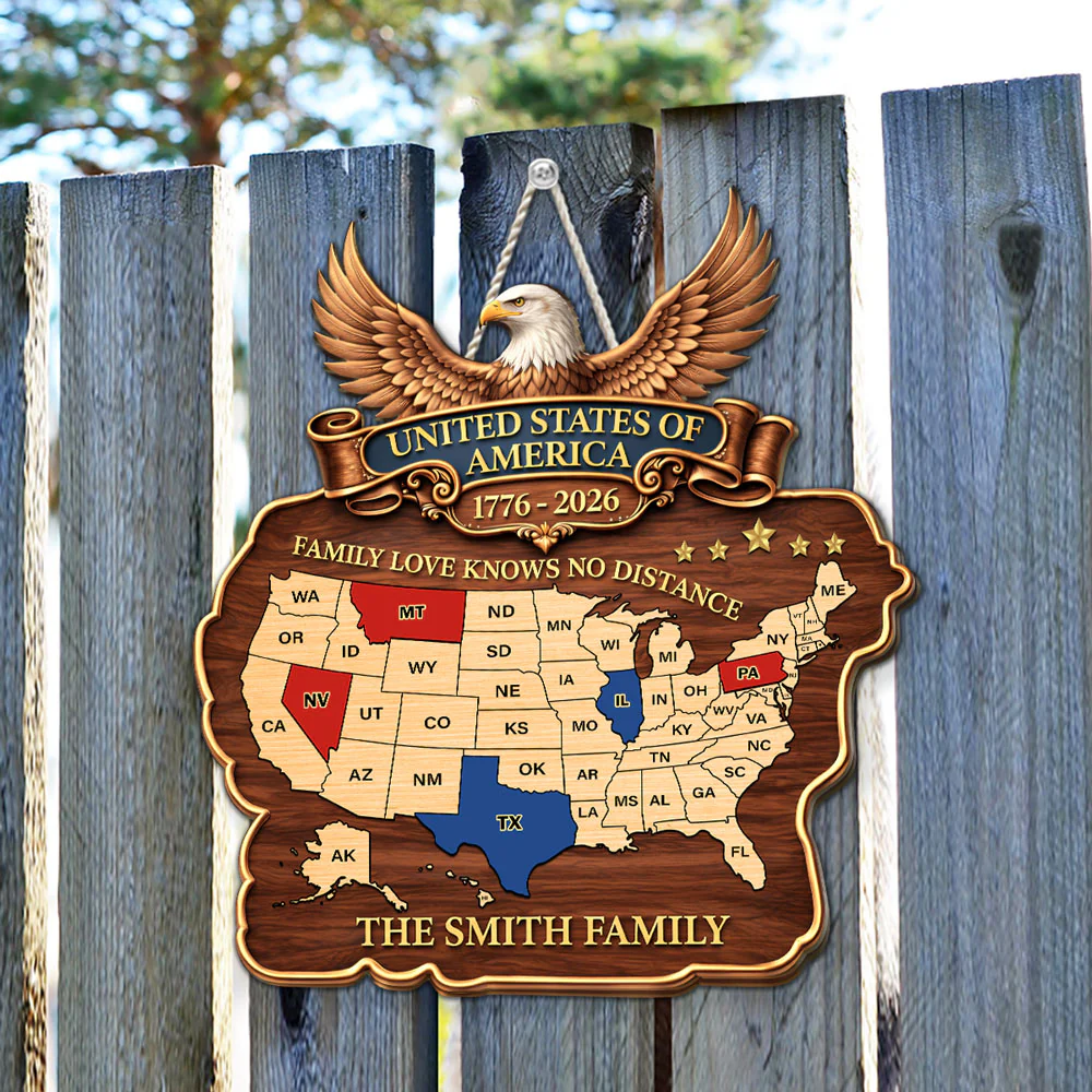 Family Love America 250th Anniversary - Personalized Custom Wood Sign - Image 5
