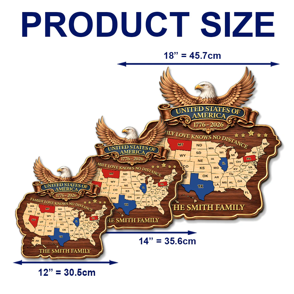 Family Love America 250th Anniversary - Personalized Custom Wood Sign - Image 6