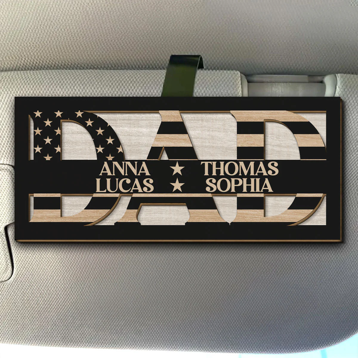 Family Love Dad - Personalized Custom Car Visor Clip - Image 2