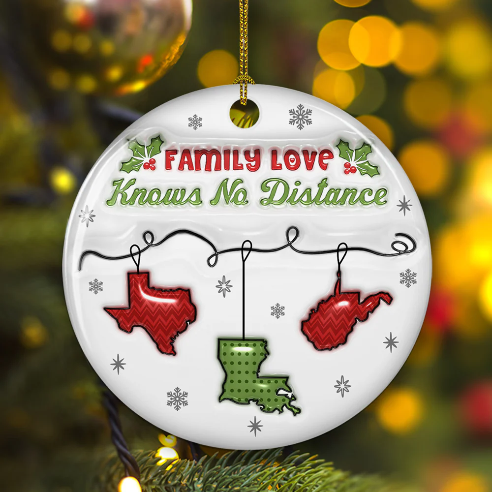 Family Love Does Not Need A Reason - Personalized Custom 3D Inflated Effect Ceramic Ornament - Image 2