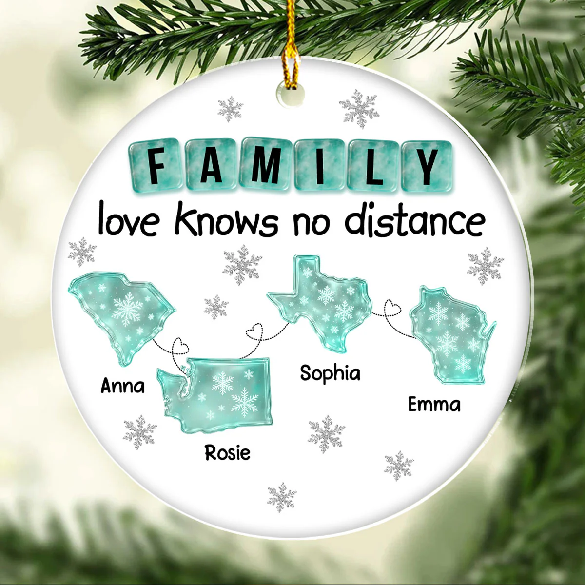 Family Love From Distance - Personalized Custom Acrylic Ornament - Image 3