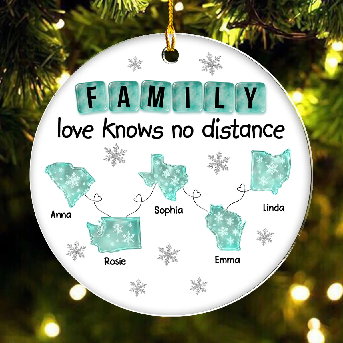 Family Love From Distance - Personalized Custom Acrylic Ornament - Image 4
