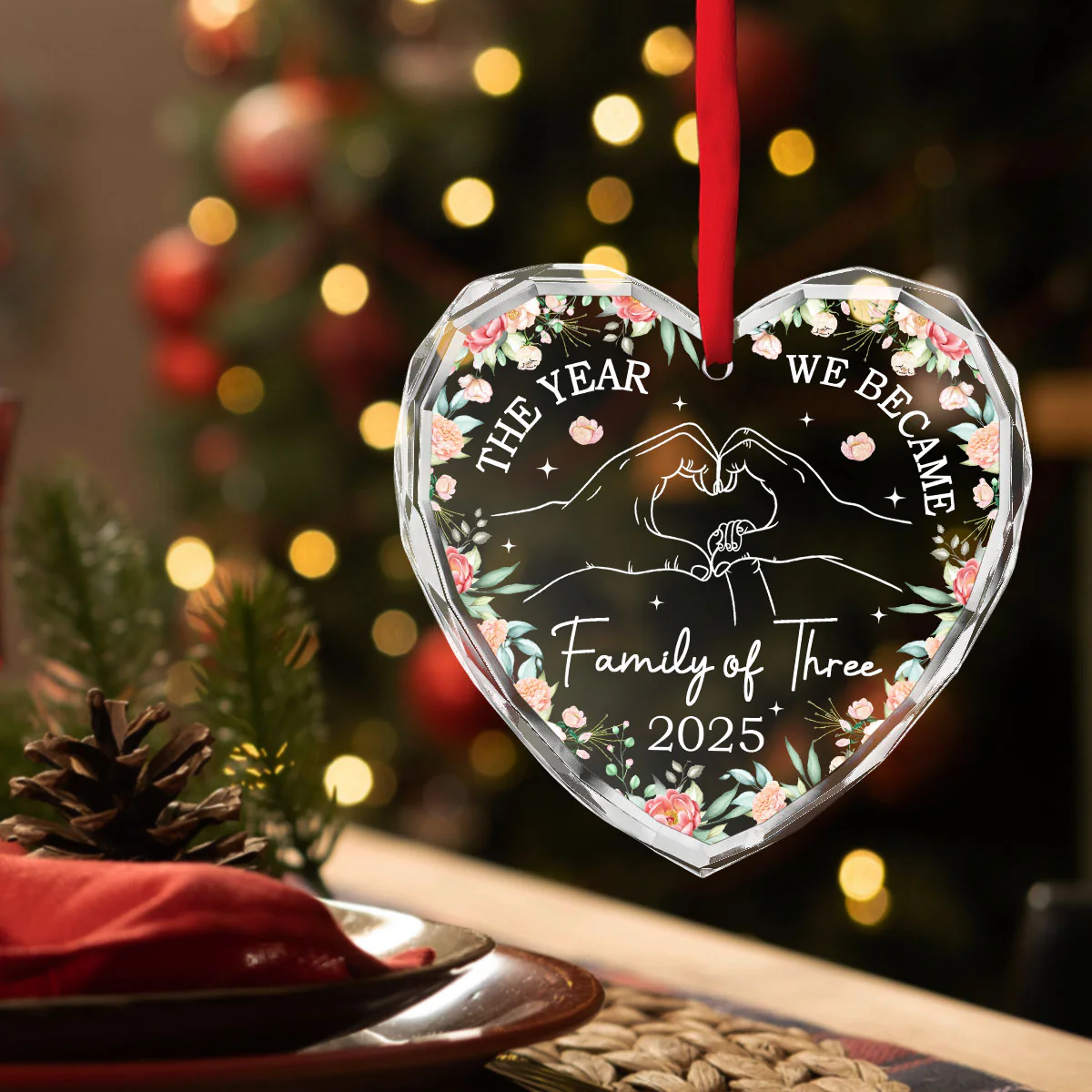 Family Love Grows Each Year - Personalized Custom Glass Ornament - Image 4