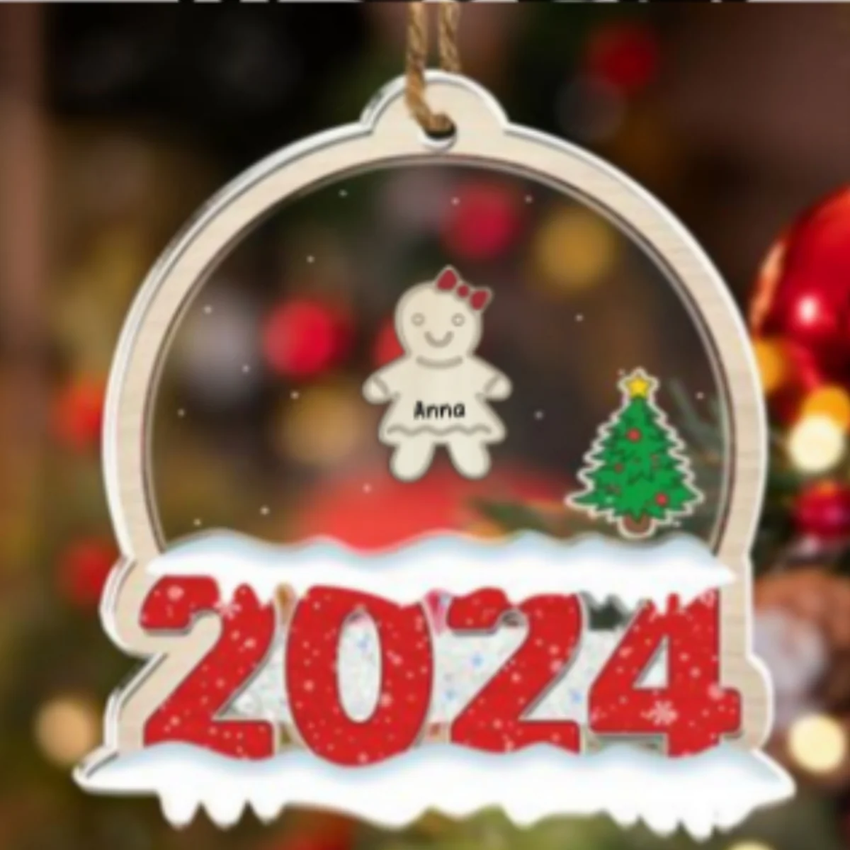 Family Love Grows Warmer At Christmas - Personalized Custom Acrylic Shaker Ornament - Image 5