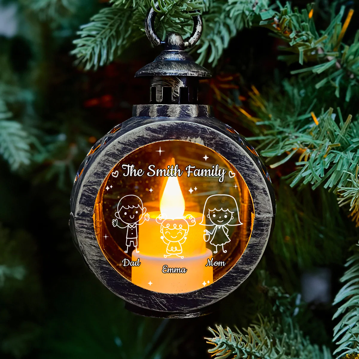Family Love Is Endless - Personalized Custom Christmas Lantern - Image 2