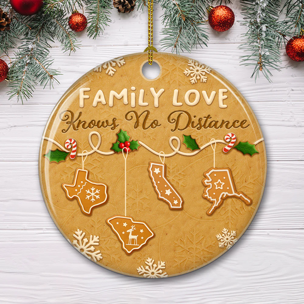 Family Love Know No Distance Cookies Style - Personalized Custom 3D Effect Ceramic Ornament - Image 4