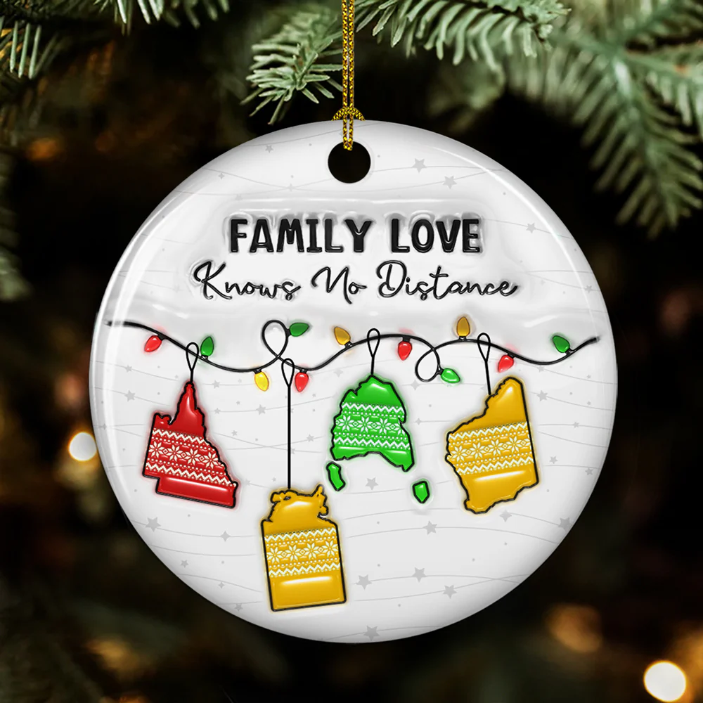 Family Love Knows No Distance Australia Version - Personalized Custom 3D Inflated Effect Ceramic Ornament - Image 4