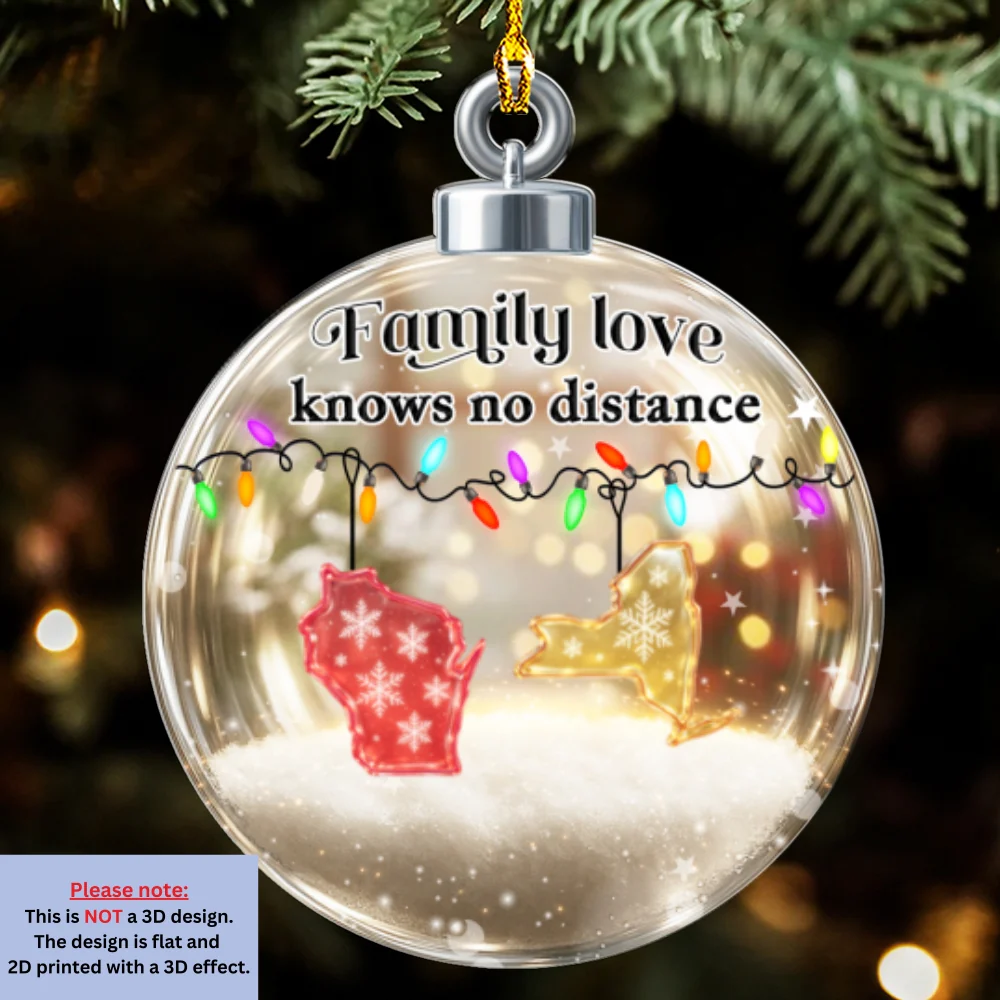 Family Love Knows No Distance Country Version - Personalized Custom 3D Effect Acrylic Ornament - Image 7