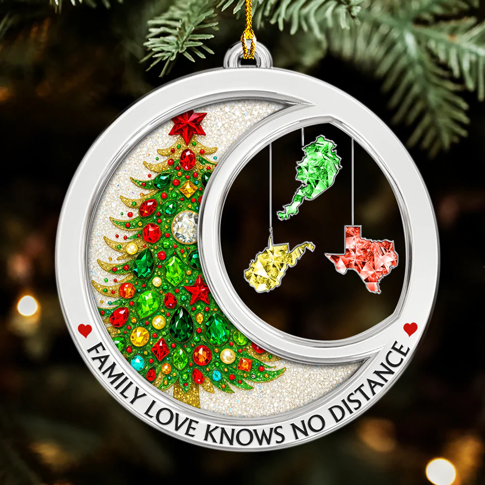 Family Love Knows No Distance Crystal Countries Version - Personalized Custom Acrylic Ornament