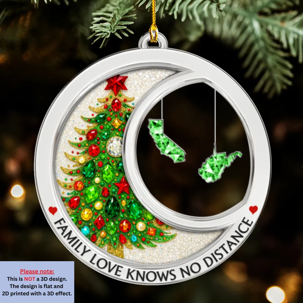 Family Love Knows No Distance Crystal Countries Version - Personalized Custom Acrylic Ornament - Image 7