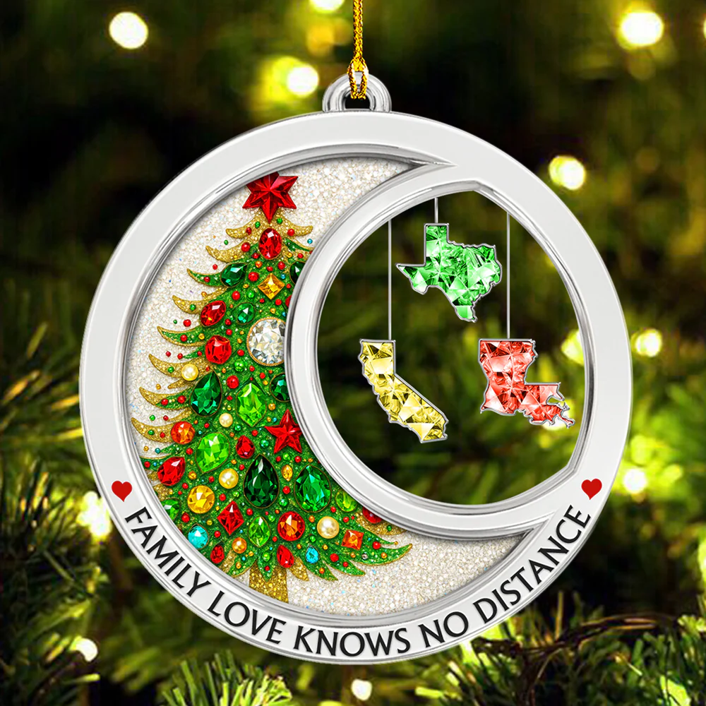 Family Love Knows No Distance Crystal - Personalized Custom Acrylic Ornament - Image 4