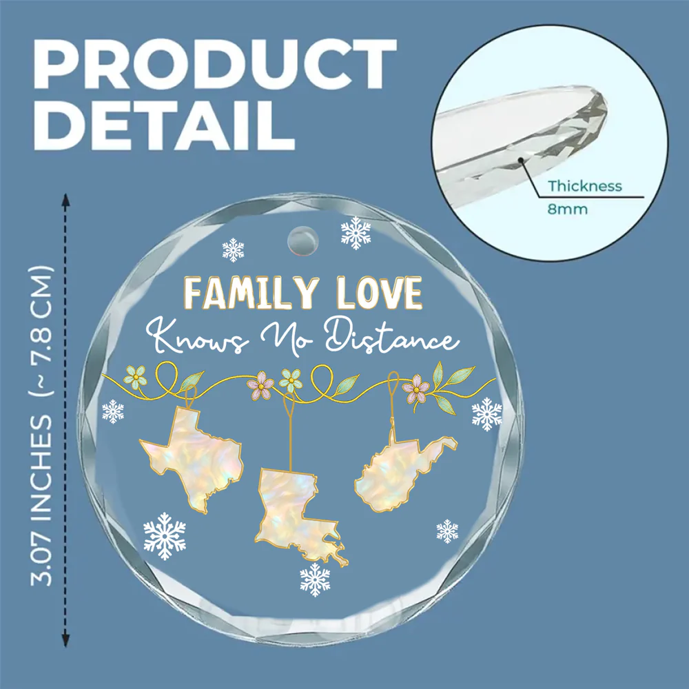 Family Love Knows No Distance Mother Of Pearl - Personalized Custom Glass Ornament - Image 6