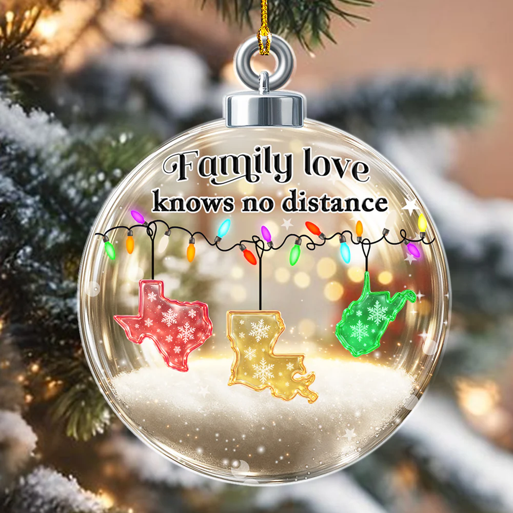 Family Love Knows No Distance - Personalized Custom 3D Effect Acrylic Ornament - Image 3