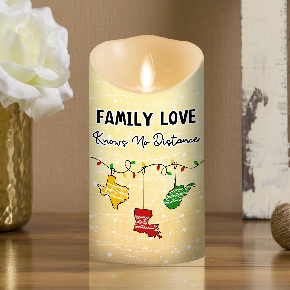 Family Love Knows No Distance - Personalized Custom LED Candle - Image 2