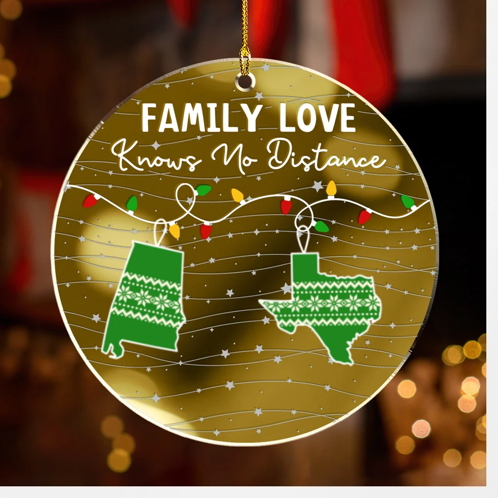 Family Love Knows No Distance - Personalized Custom Mirrored Acrylic Ornament - Image 6